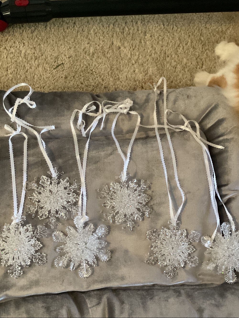Sparkling White Snowflake Hanging Ornament Set - Home Holiday Decor